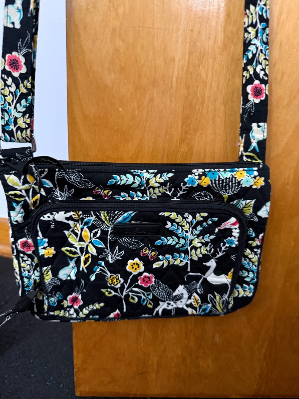Vera Bradley Black Floral Crossbody Bag with Multicolor Accents